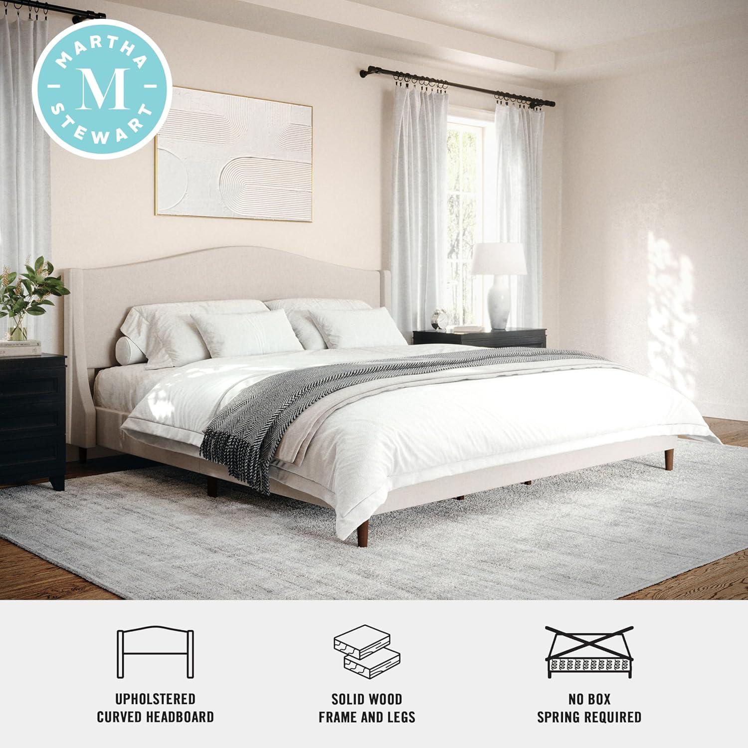 Martha Stewart Martha Stewart Amelia Upholstered Platform Bed With Curved Headboard