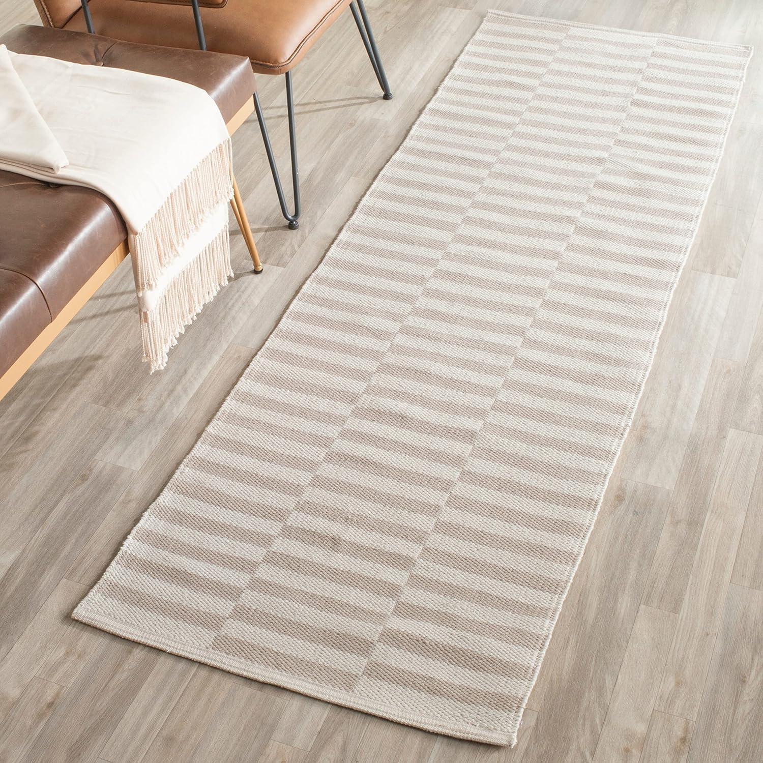 Ivory and Grey 3' x 5' Handmade Cotton Flat Woven Rug