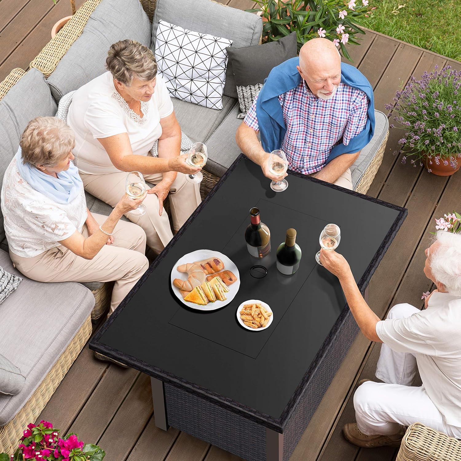 Sunneday Wicker-Woven  Fire Table 44in