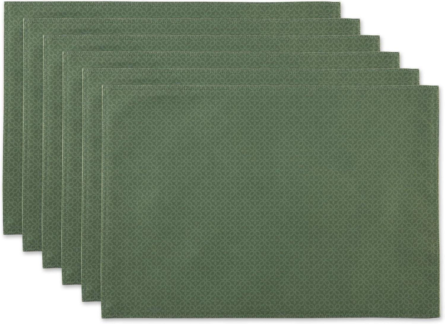 Green Tonal Lattice Outdoor Fabric Placemat Set, 6 Piece