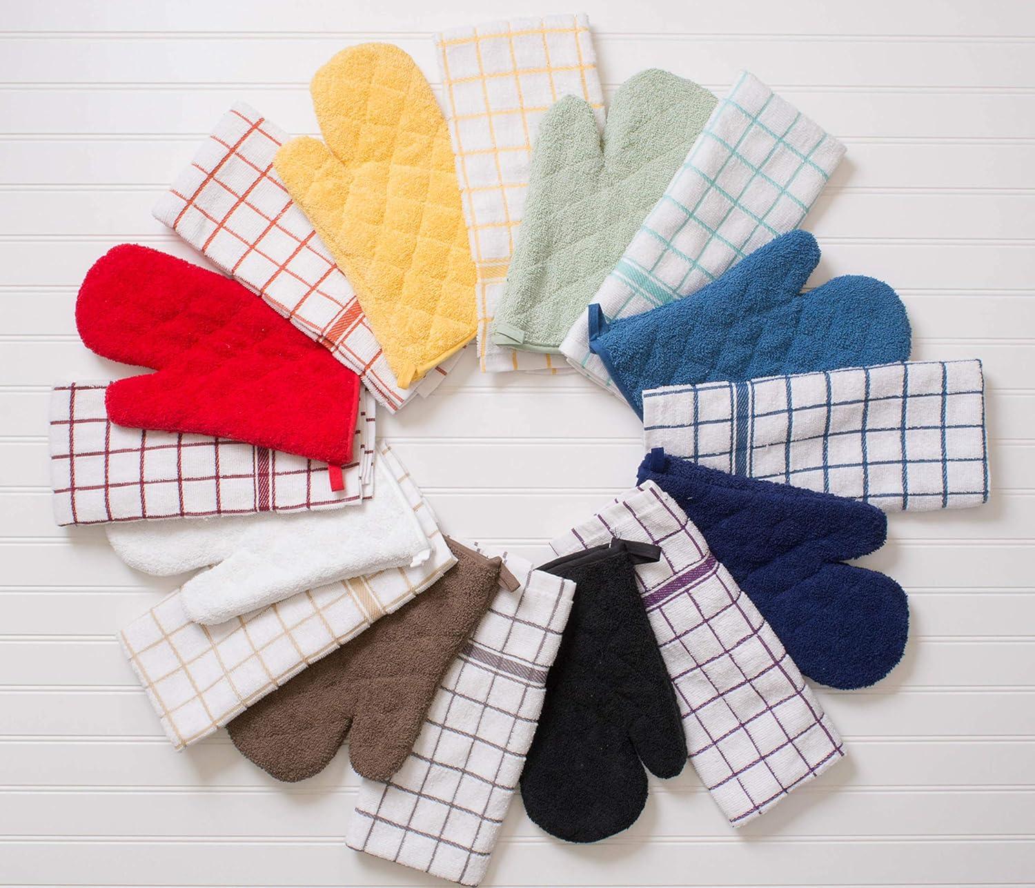 Spice Orange and White Cotton Terry Dishcloth Set, 12x12, 6 Piece