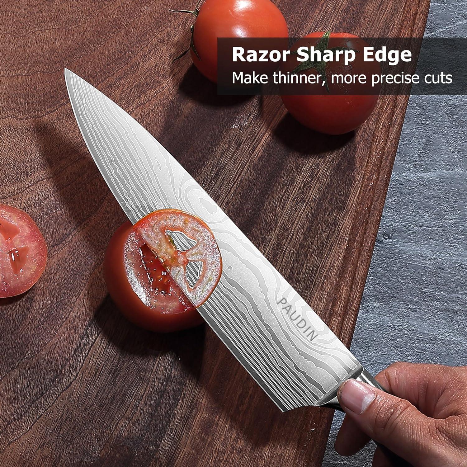 PAUDIN Chef Knife, 8 Inch High Carbon Stainless Steel Sharp Kitchen Knife with Ergonomic Handle, Gift Box for Family & Restaurant C80