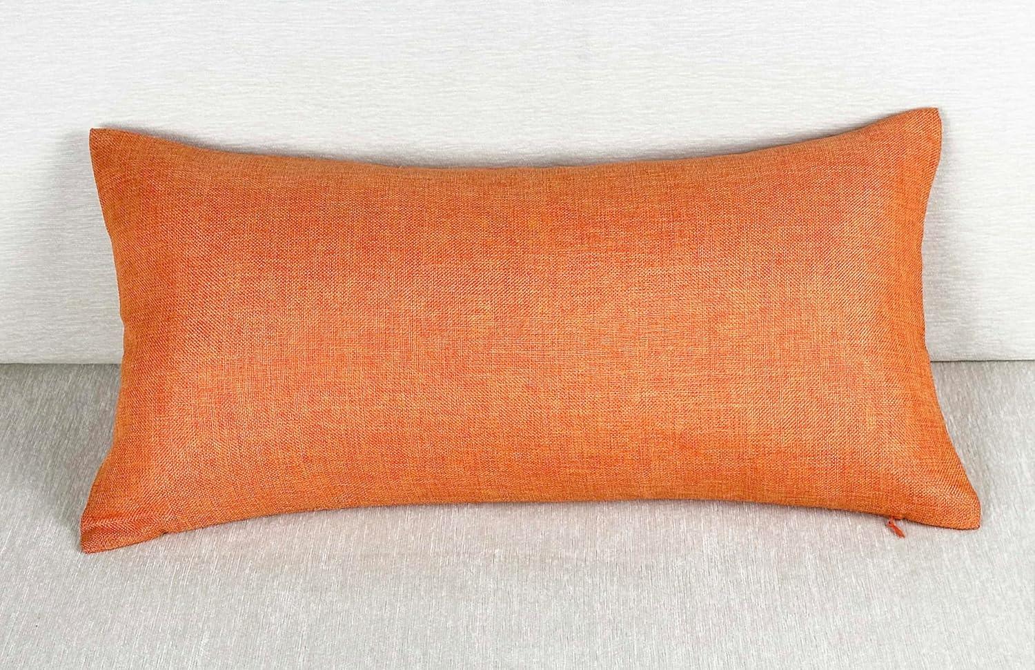 Aiking Home Woven Fine Faux Linen Throw Pillow Cover, size 14"x26", Orange