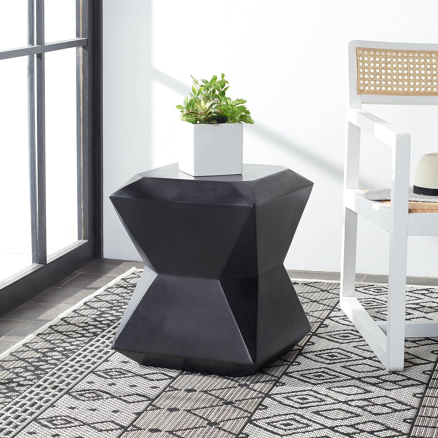 Conan Concrete Accent Stool - Indoor/Outdoor - VNN1030 - Black - Safavieh