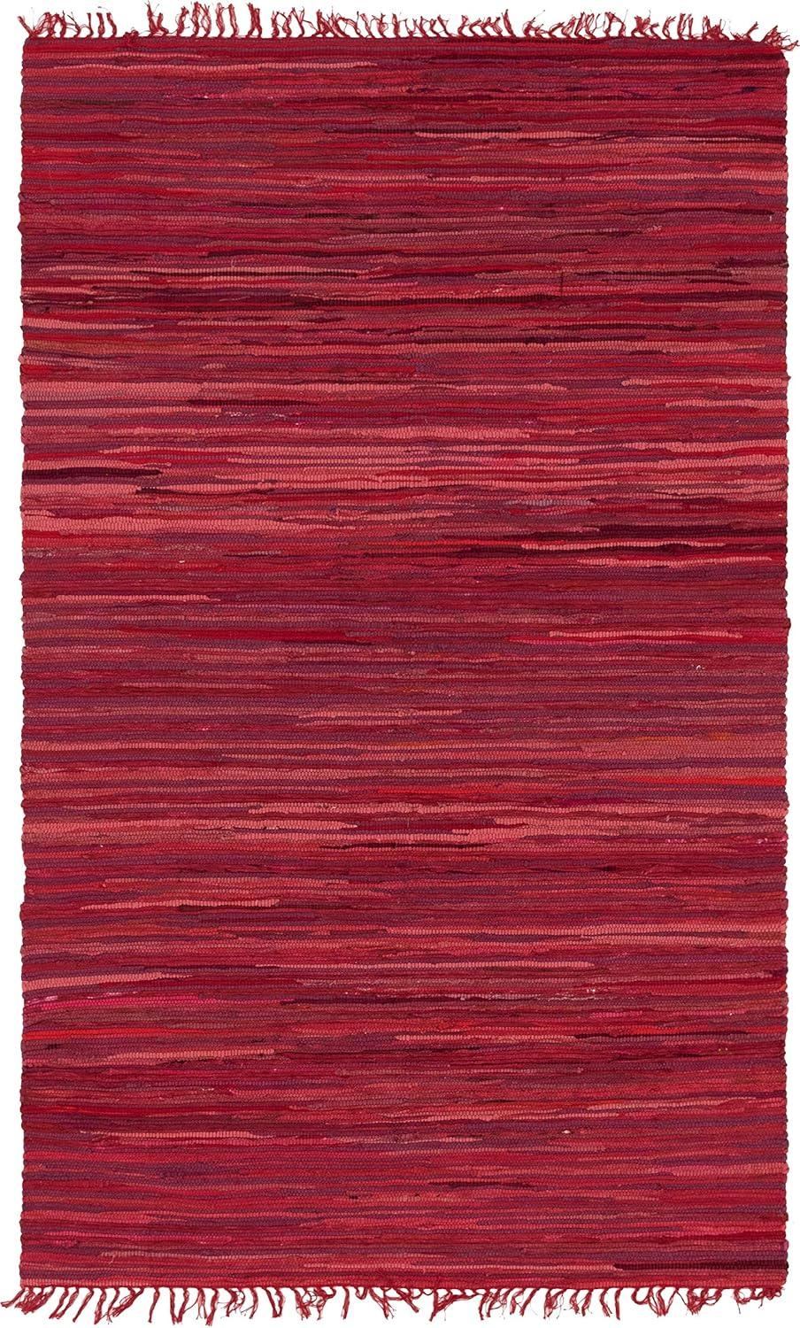Presley Striped Hand-Knotted Cotton Red Area Rug