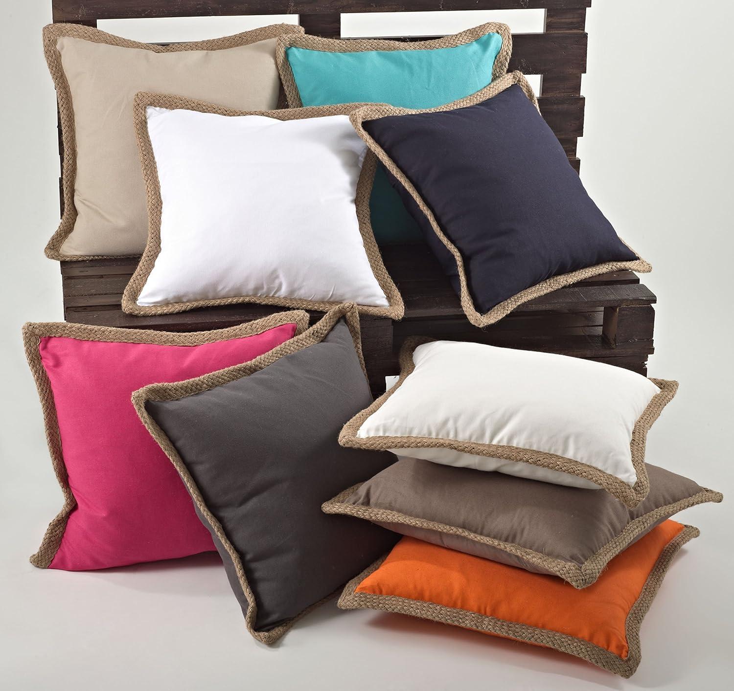 20"x20" Oversize Jute Braided Down Filled Square Throw Pillow Ivory - Saro Lifestyle: Cotton, Duck Feather, Zipper Closure