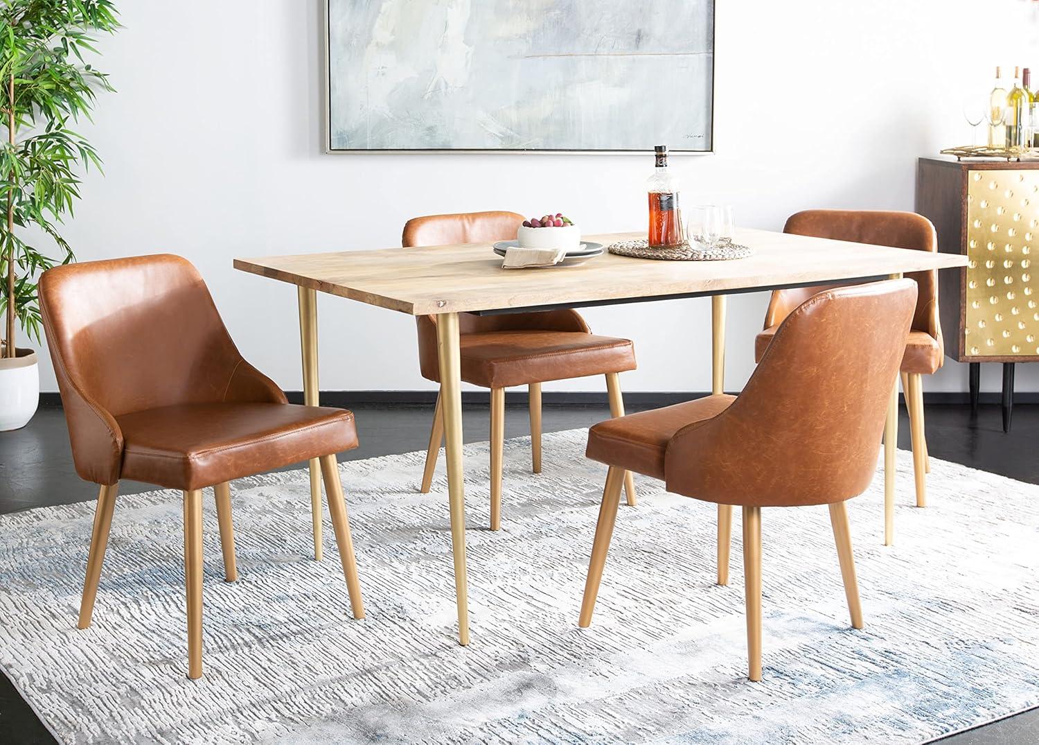 Lulu Upholstered Dining Chair (Set of 2) - Light Brown/Gold - Safavieh