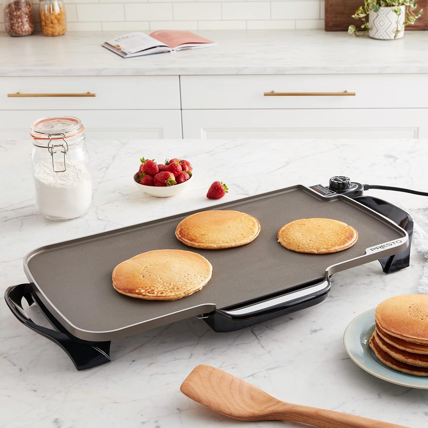 Extra-Large Silver Cast-Aluminum Electric Griddle with Removable Handles