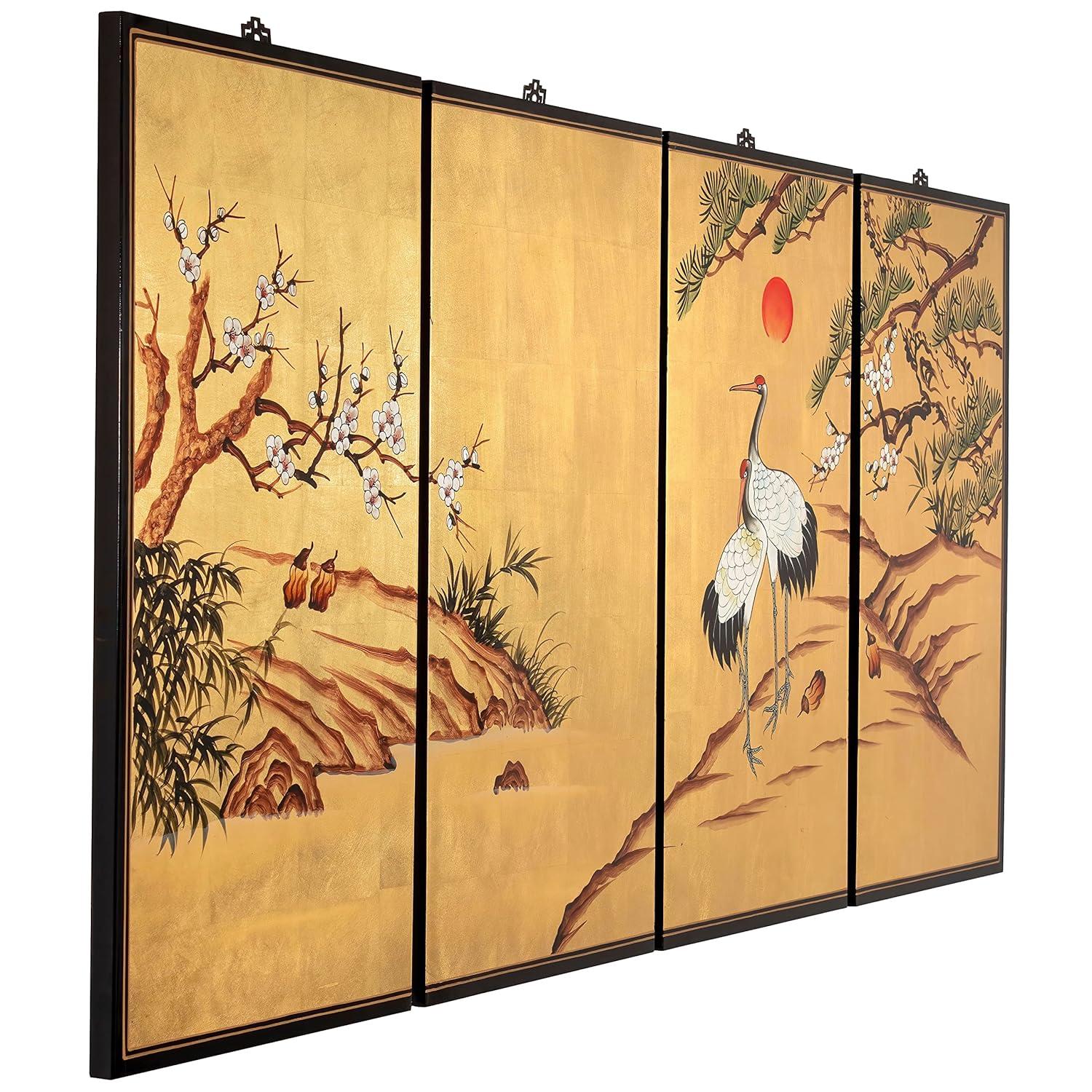Oriental Furniture 36" H x 72" W 4 - Piece Wall Décor
