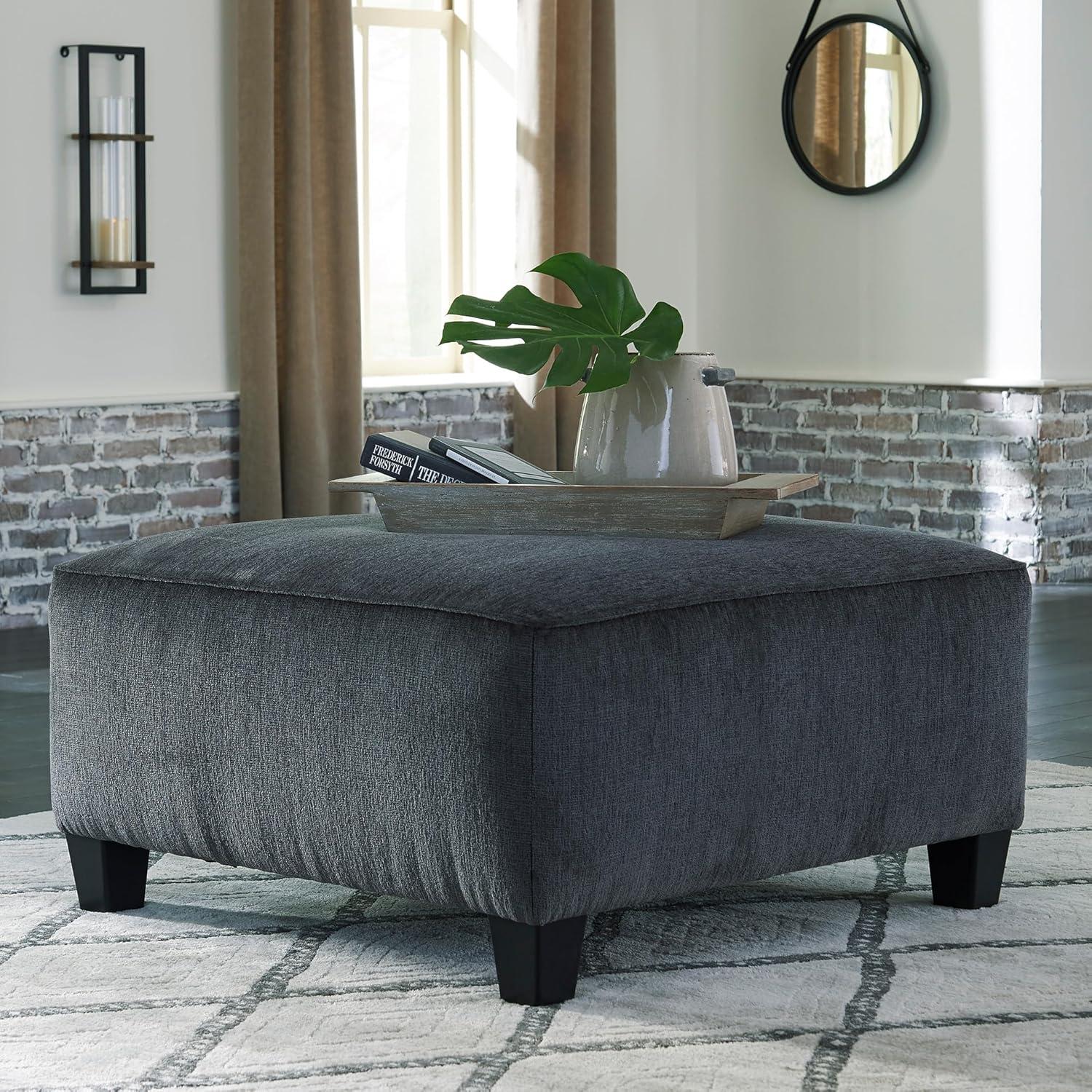 Signature Design by Ashley Contemporary Abinger Oversized Accent Ottoman Chenille Smoke