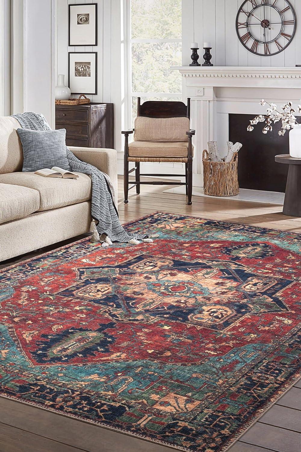Keen Home Design Machine Washable Area Rugs with Non-slip Backing, Ideal for Hallway, Living Room, Bedroom, Kitchen and Laundry Room, Vintage Moroccan and Low Pile Rug ( 3' x 5' )