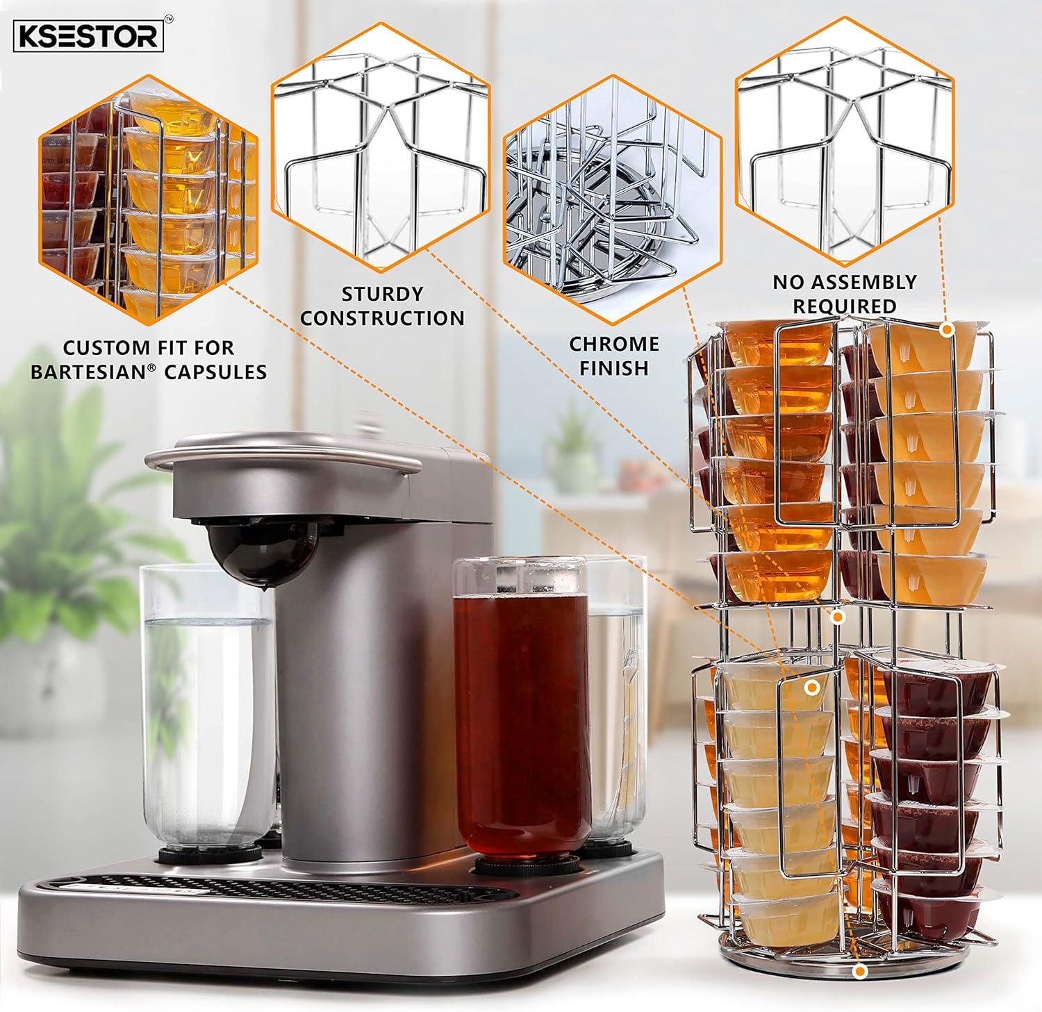 Storage Carousel for Capsules Holds up to 48  Pods - 360-Degree Rotation - Bartesian Pod Holder