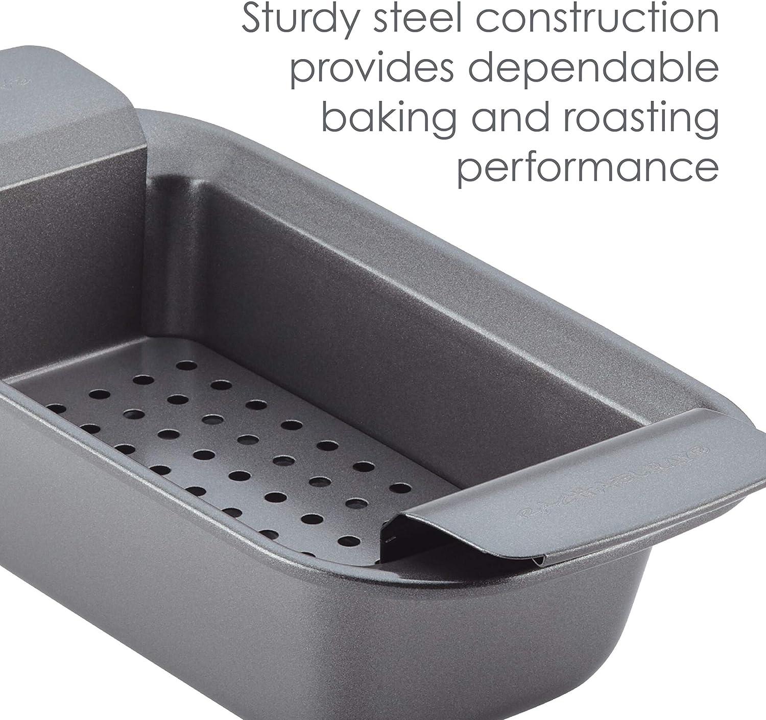 Silver Nonstick Steel Bread and Meatloaf Pan with Insert