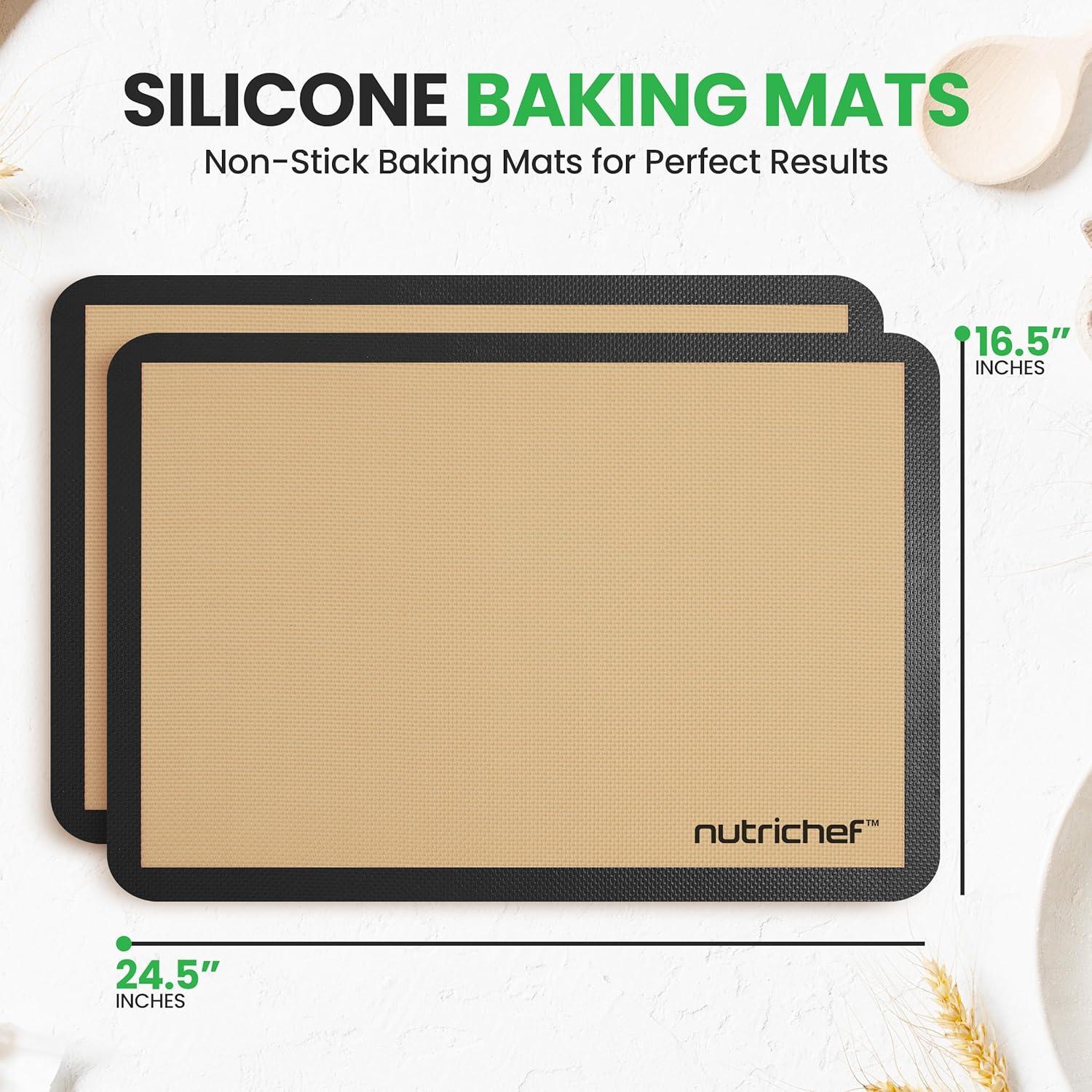 Nutrichef 2 - Pc Silicone Baking Mats - Brown & Black