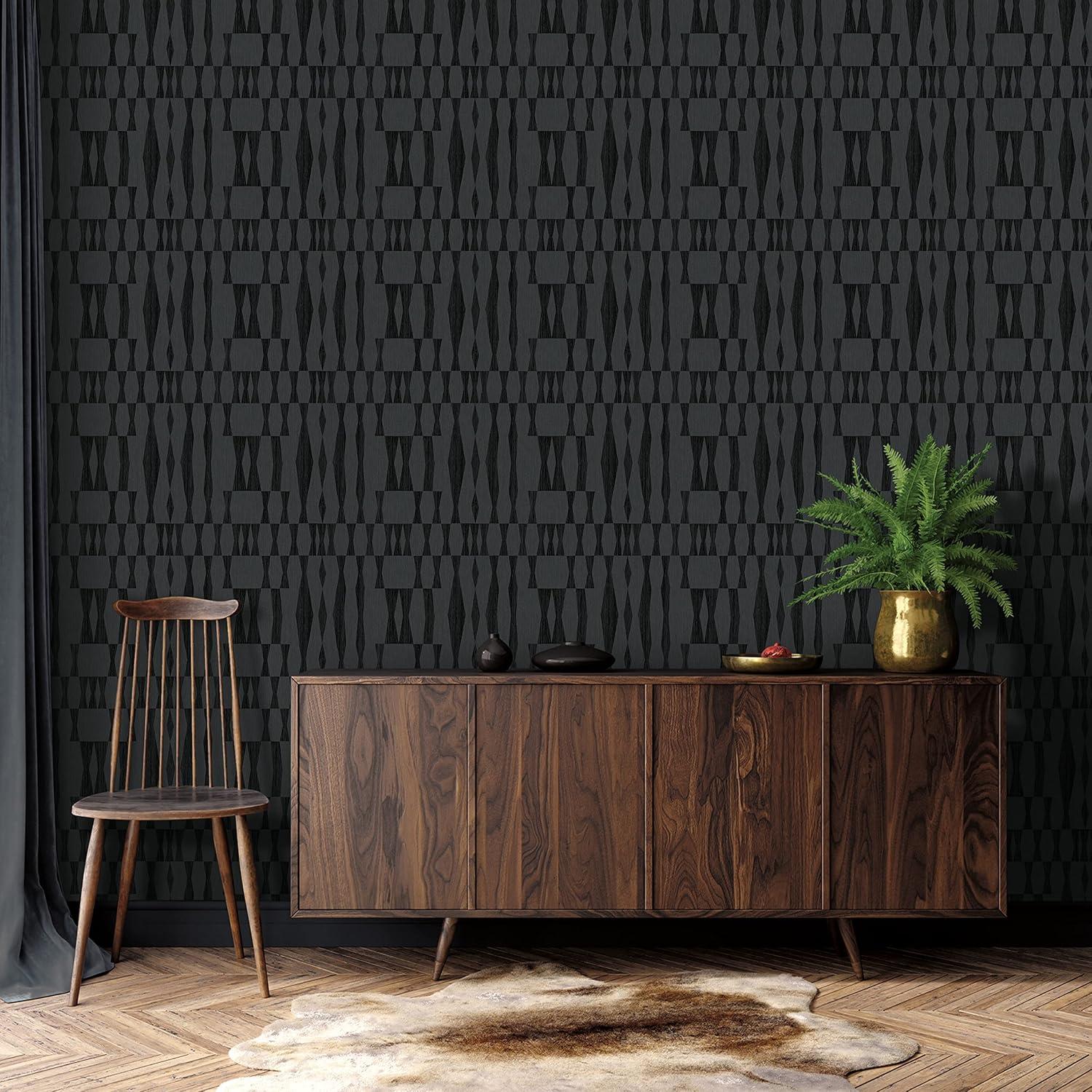 Tempaper Grasscloth Geo Peel and Stick Wallpaper