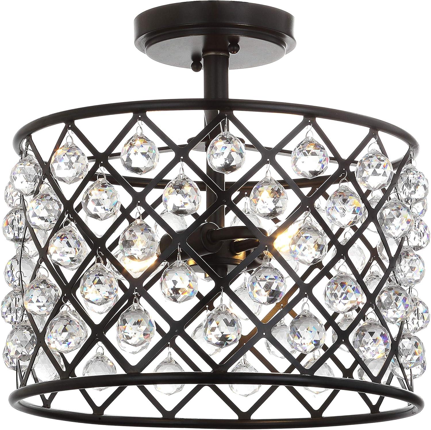 Gabrielle 14.5" Oil Rubbed Bronze Crystal LED Semi-Flush Pendant