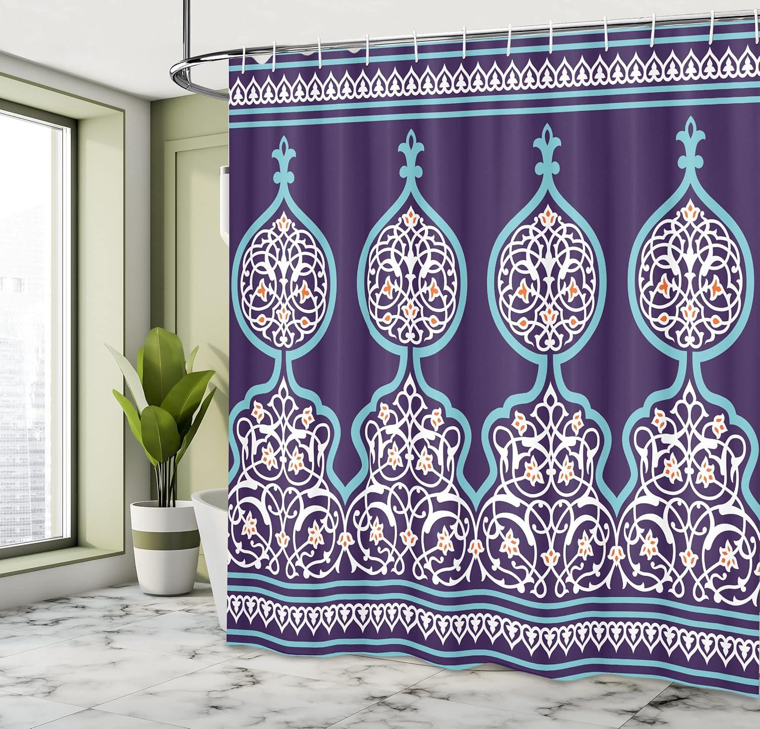 Damask Shower Curtain with Hooks Included