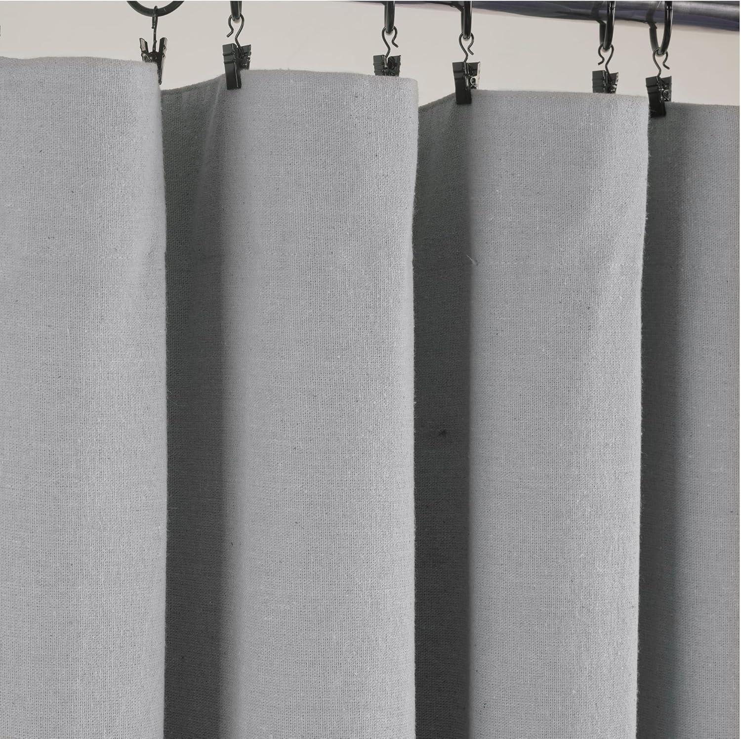 Lush Decor Linen Button 100% Blackout Window Curtain Panel, Single, 40" W x 84" L, Dark Gray & White - Blackout Curtains - Rustic Decor - Country Farmhouse Curtains For Bedroom