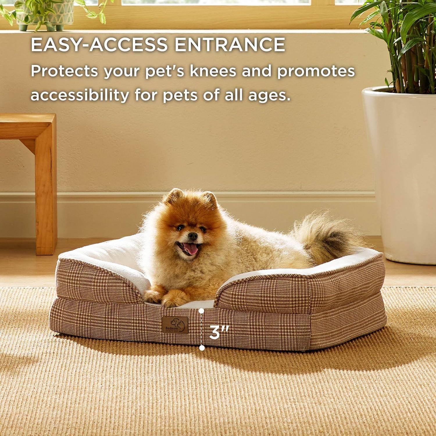 Small Orthopedic Waterproof Dog Bed with Bolster