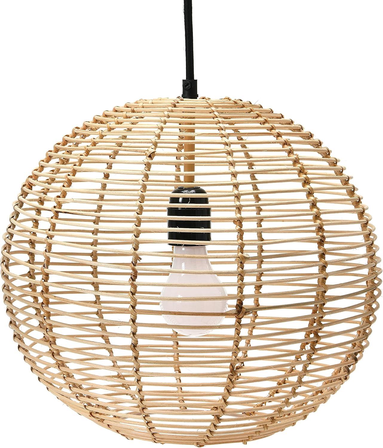 Natural Handwoven Rattan Globe Pendant Light, 13.25"