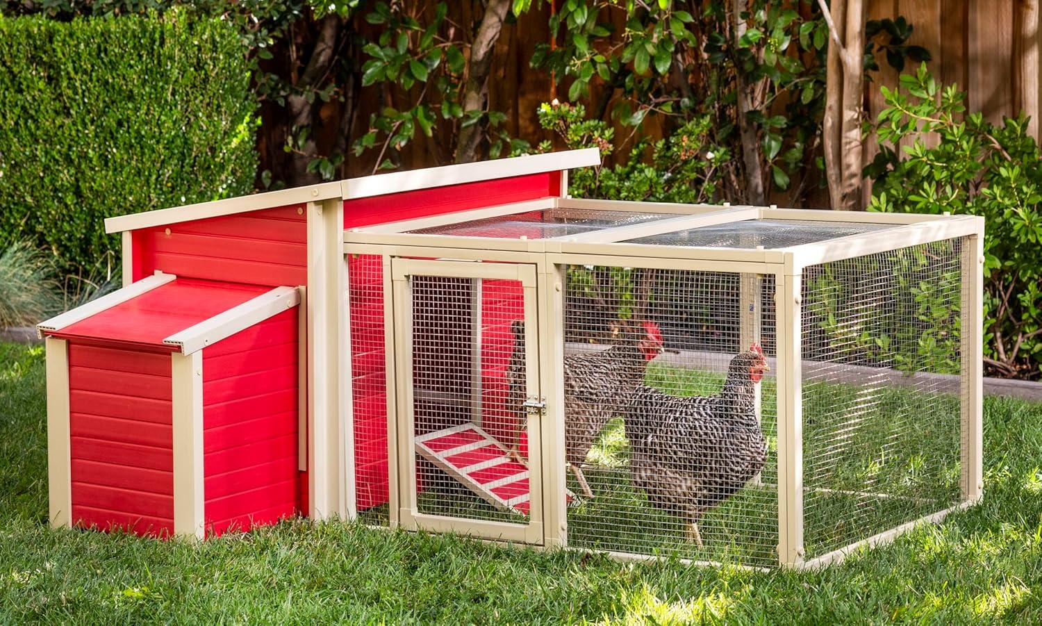 New Age Pet® ECOFLEX® Red Fontana Chicken Barn, Eco-Friendly and Non-Toxic Urban Coop for 2-3 Chickens, Easy Assembly, with Nesting Box and Roosting Bars, Moisture and Odor Resistant