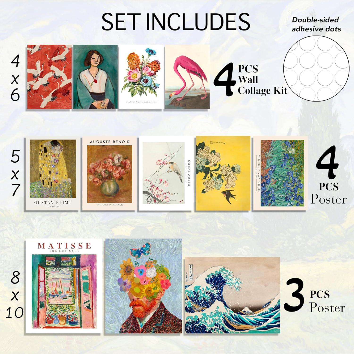 97 Decor Vintage Eclectic Wall Art Prints - Maximalist Funky Pictures, Bright Famous Artist Prints For Wall Decor, Gallery Colorful Art Posters For Bedroom (unframed)