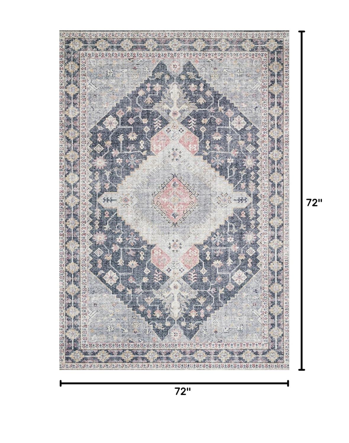 Loloi Skye Collection SKY-02 Charcoal/Multi 6'-0" x 6'-0" Round Area Rug