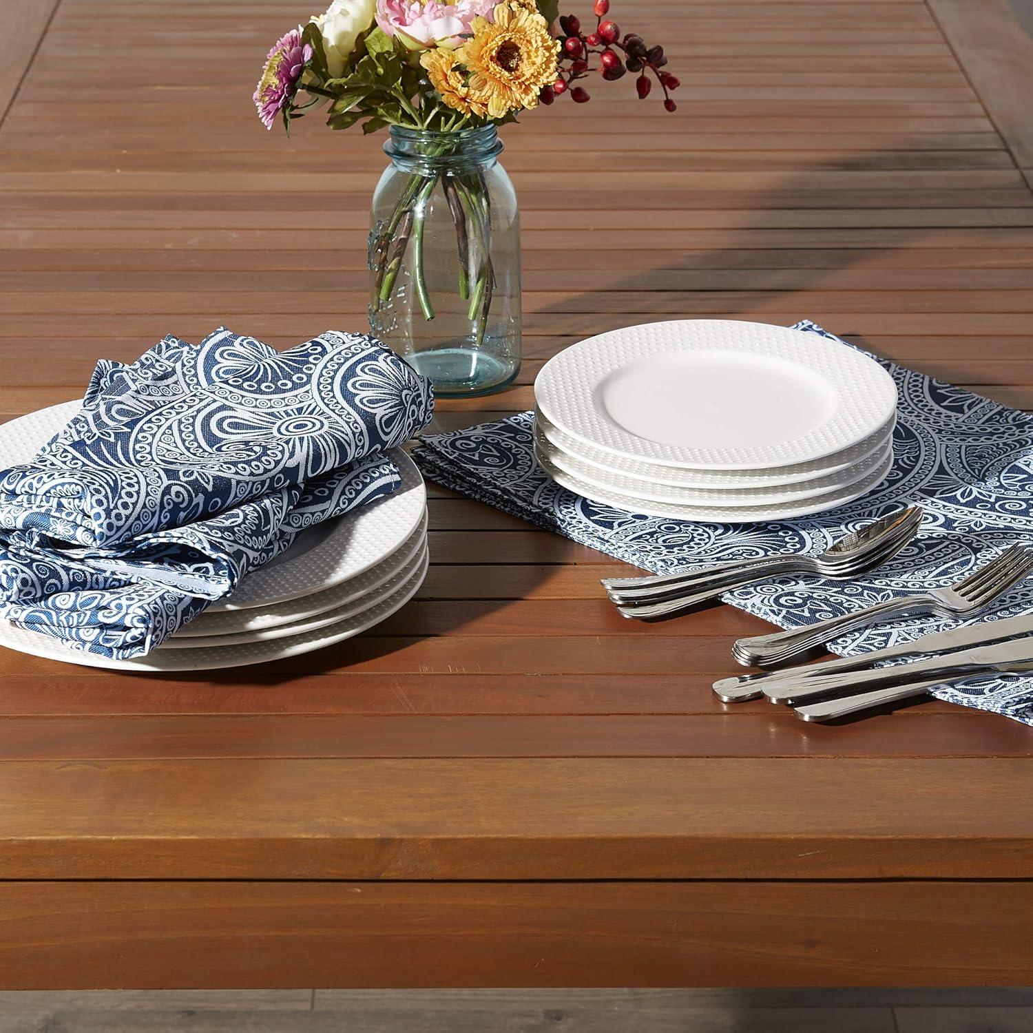 DII Blue Paisley Print Outdoor Placemat Set/6