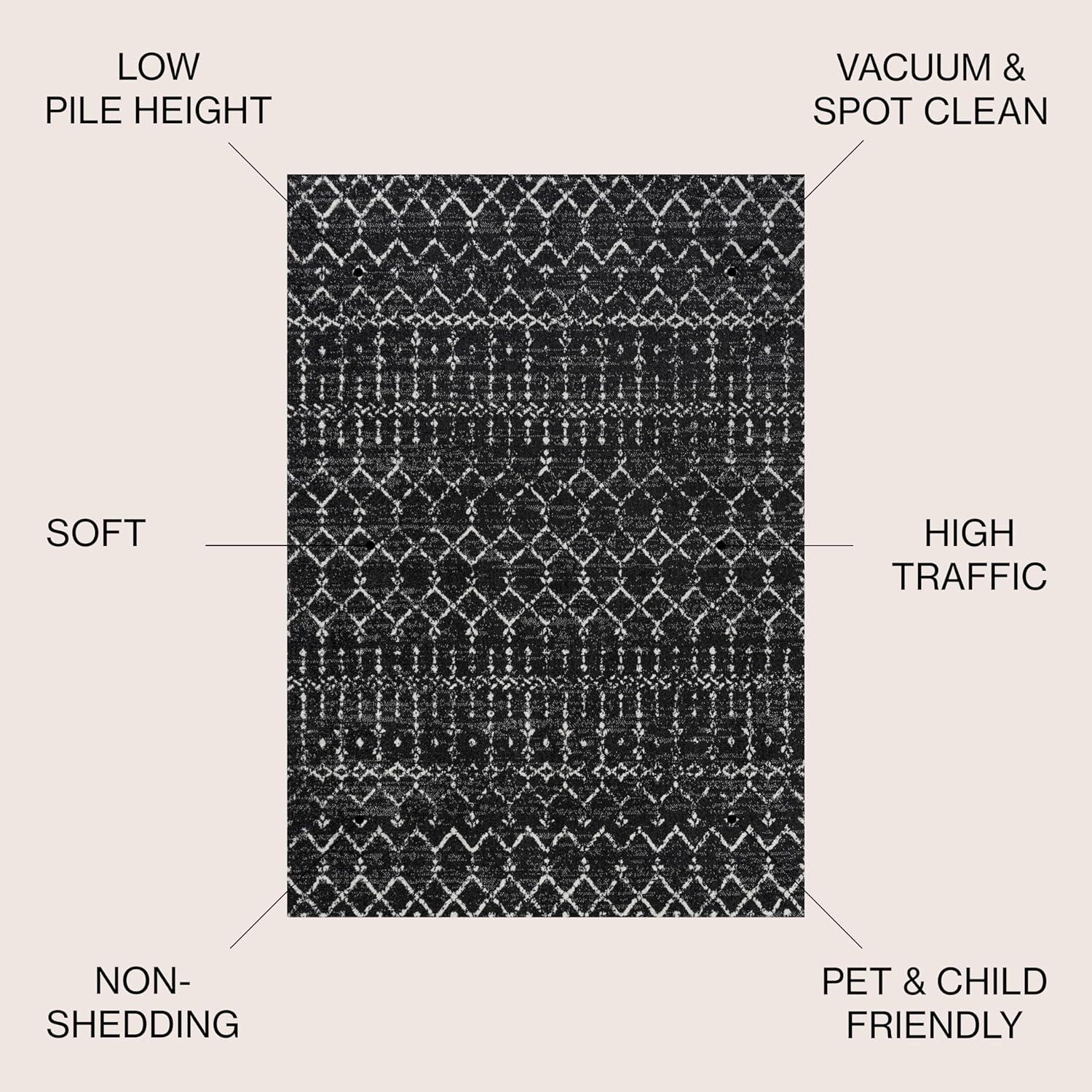 JONATHAN Y Moroccan HYPE Boho Vintage Diamond Black/Ivory 3 ft. x 5 ft. Area Rug