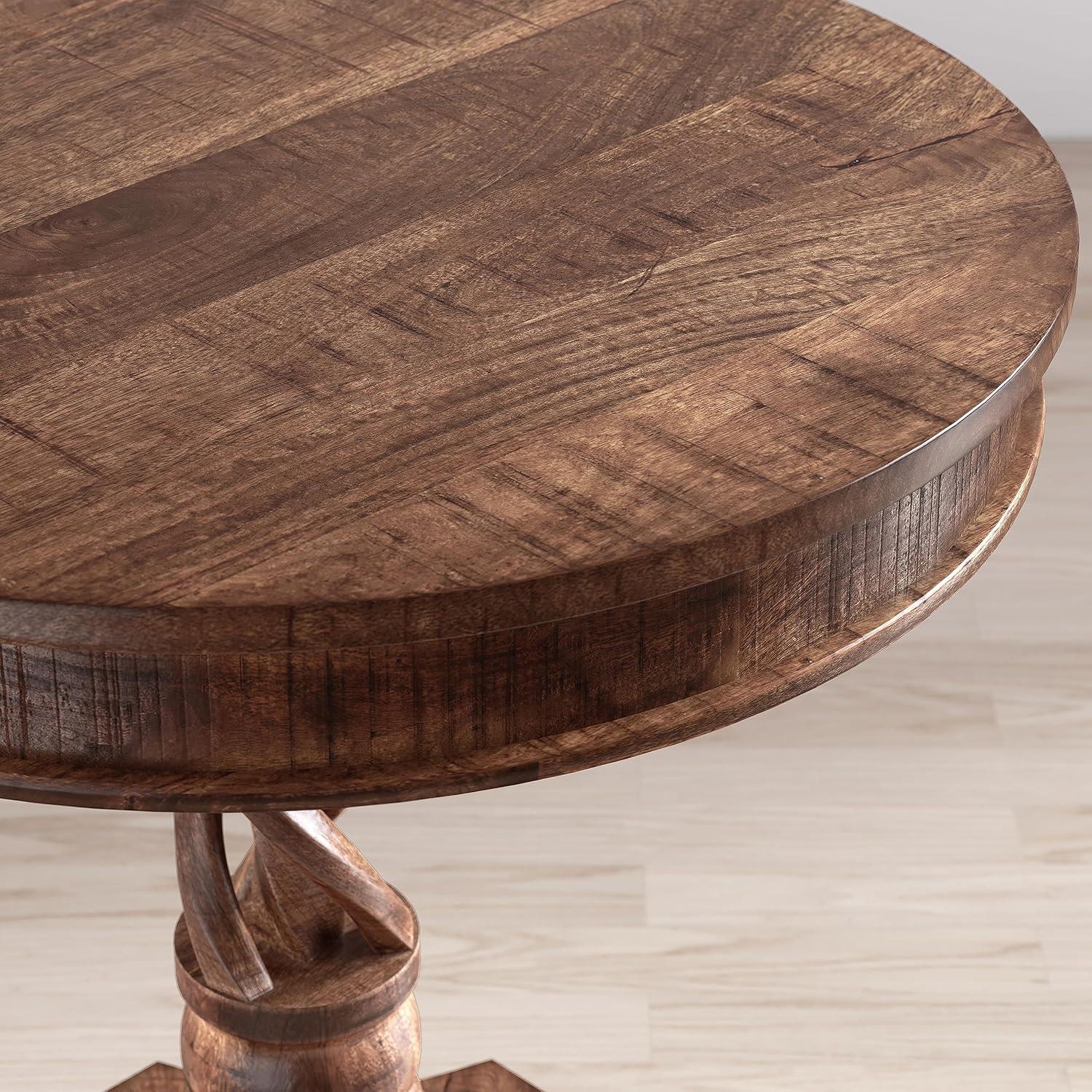 Jofran, Global Archive Hand Carved Solid Mango Wood Pedestal Table