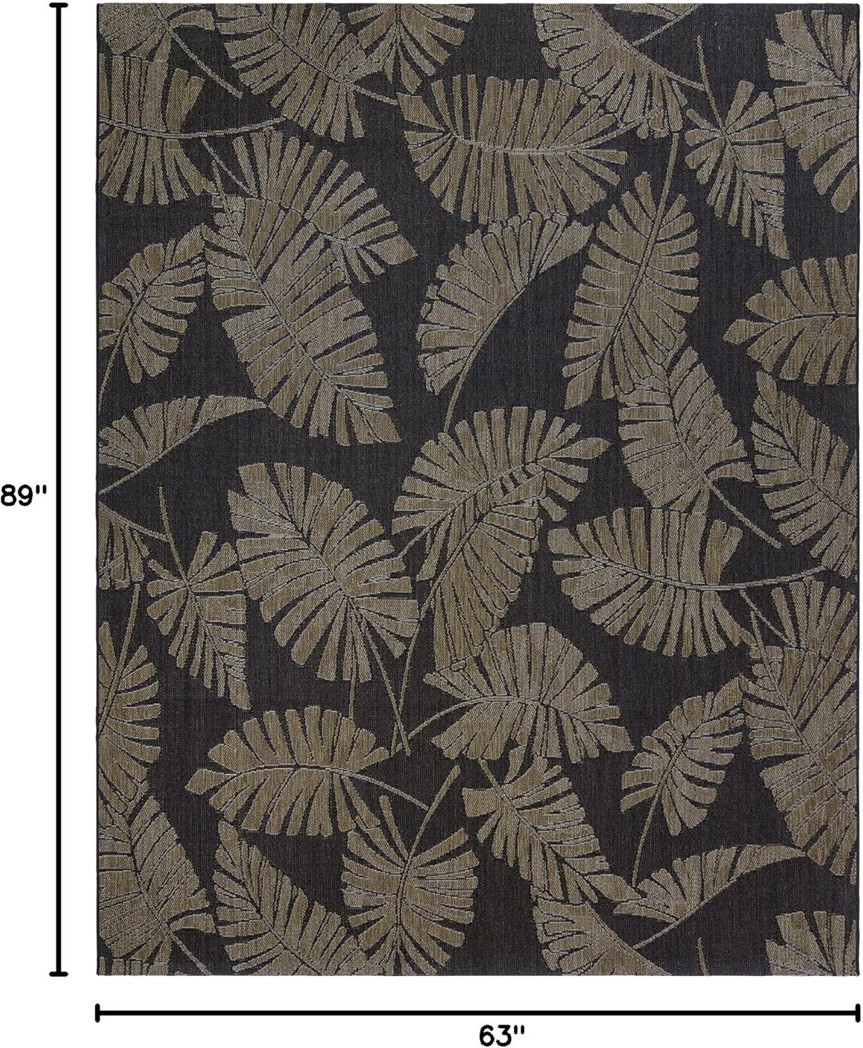 Reyn Spooner Reyn Spooner Lua'ehu Havana Brown/Black Bold Tropical Leaf Flatweave Indoor/Outdoor Area Rug