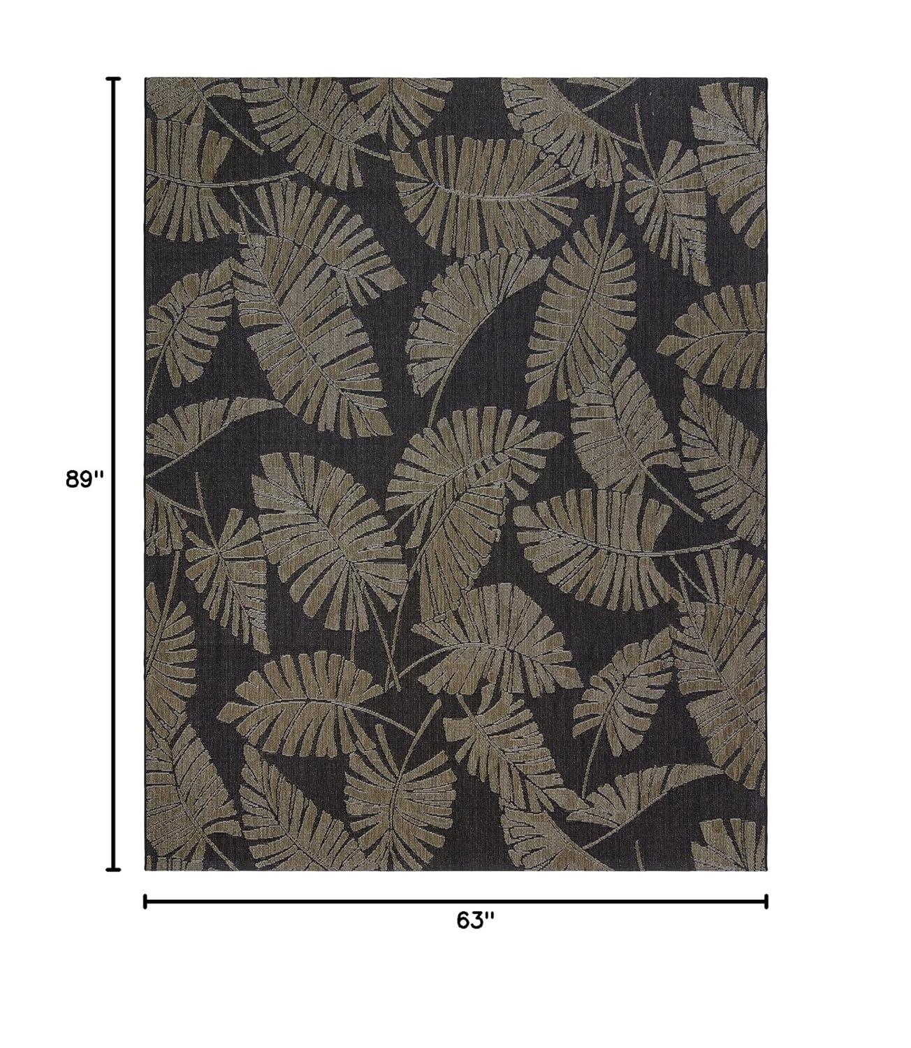 Reyn Spooner Reyn Spooner Lua'ehu Havana Brown/Black Bold Tropical Leaf Flatweave Indoor/Outdoor Area Rug
