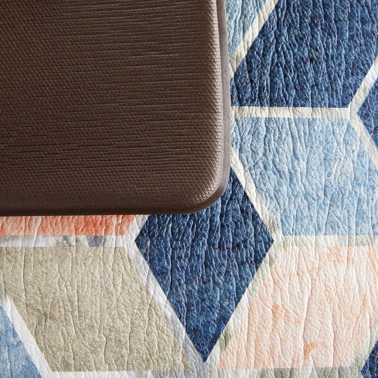 Set of 2 Anti Fatigue Kitchen Floor Mats, Non Slip Cushioned Rug and Runner (Diamond Print)