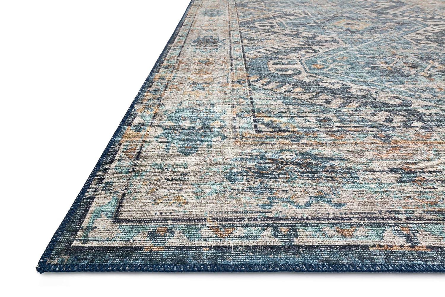 Denim and Natural Easy-Care Wool Blend 2' x 5' Area Rug
