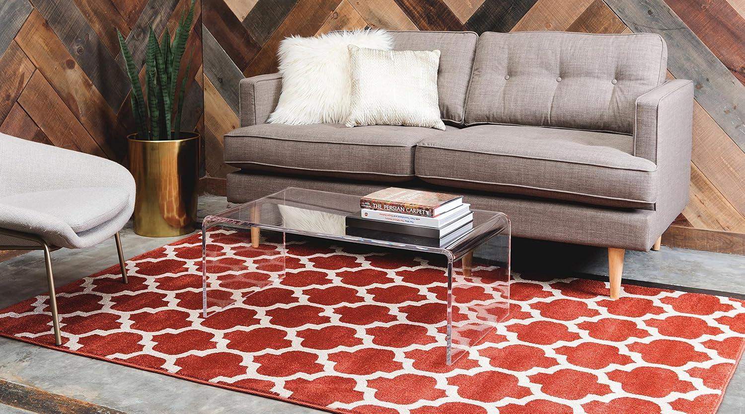 Elegant Terracotta Trellis 7' x 10' Indoor Rug - Stain-resistant and Easy Care