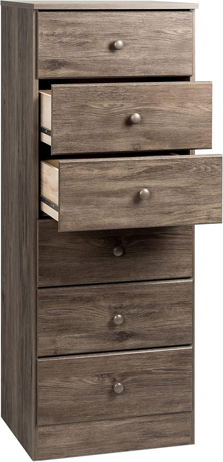 Astrid Drifted Gray Tall 6-Drawer Dresser with Acrylic Knobs