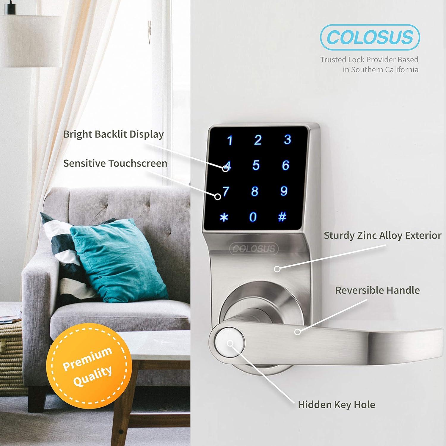 Smart door Lock Keyless Electronic Door Lock, Touchscreen with Key Fobs and Remote (Silver)