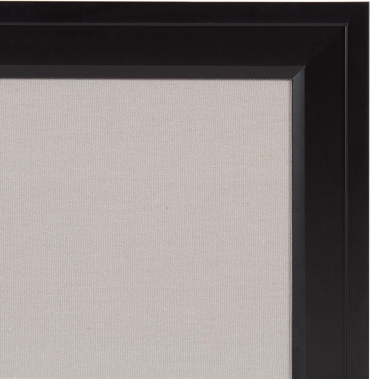 Black Framed Gray Linen Fabric Pinboard, 23.5 x 29.5