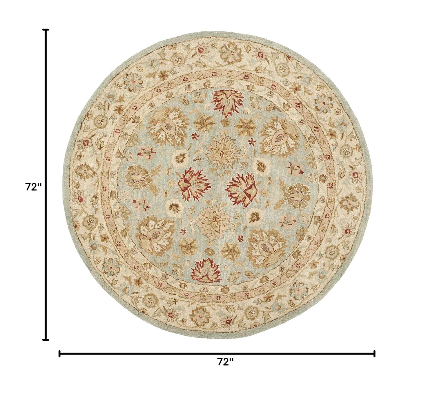 Antiquity AT822 Hand Tufted Area Rug - Grey Blue/Beige - 6' Round - Safavieh.