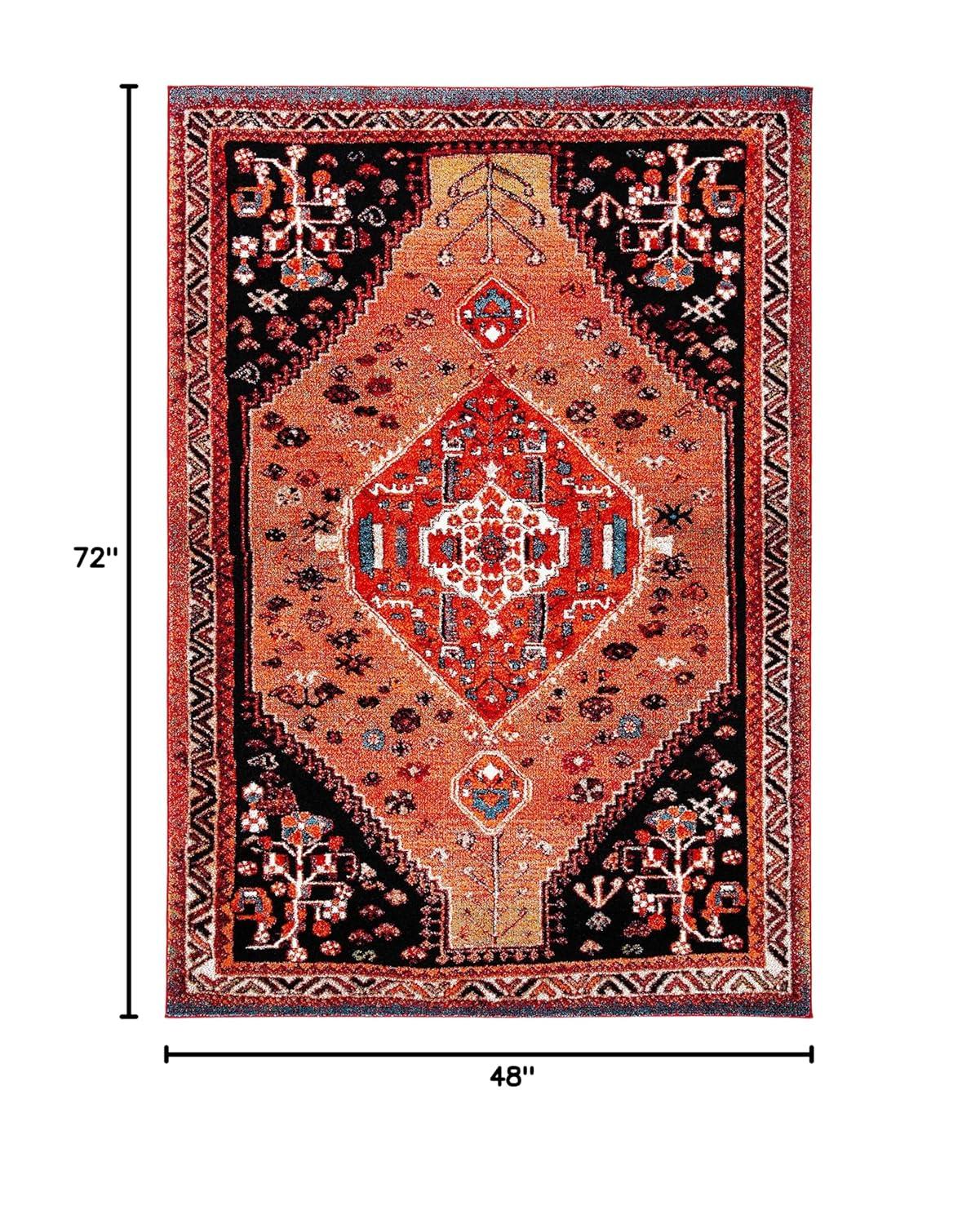 Vintage Hamadan VTH201 Power Loomed Area Rug - Orange/Red - 4'x6' - Safavieh.