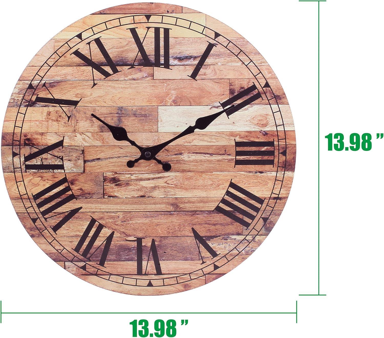 Wooden Roman Numeral Wall Clock Brown - Stonebriar Collection