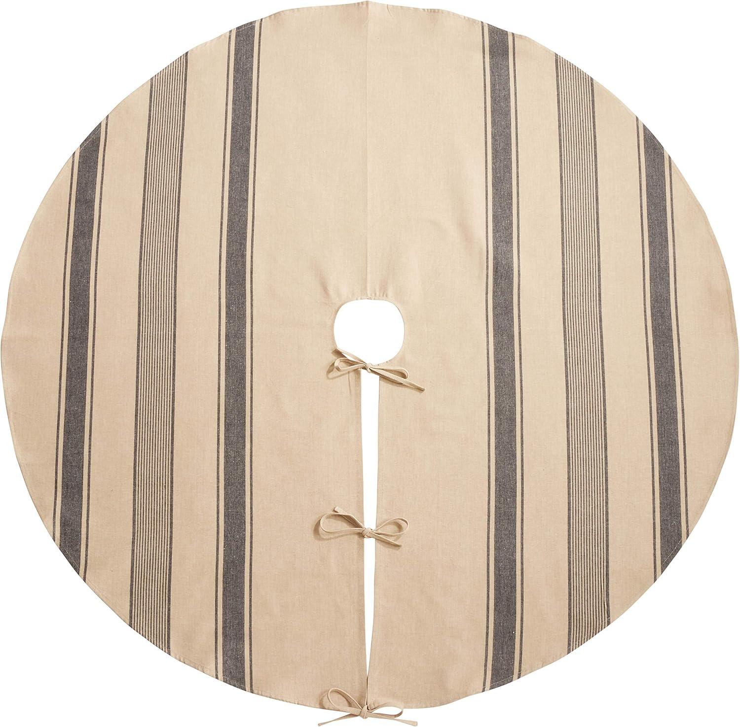 72-Inch Round Navy Blue and Beige Cotton Tree Skirt