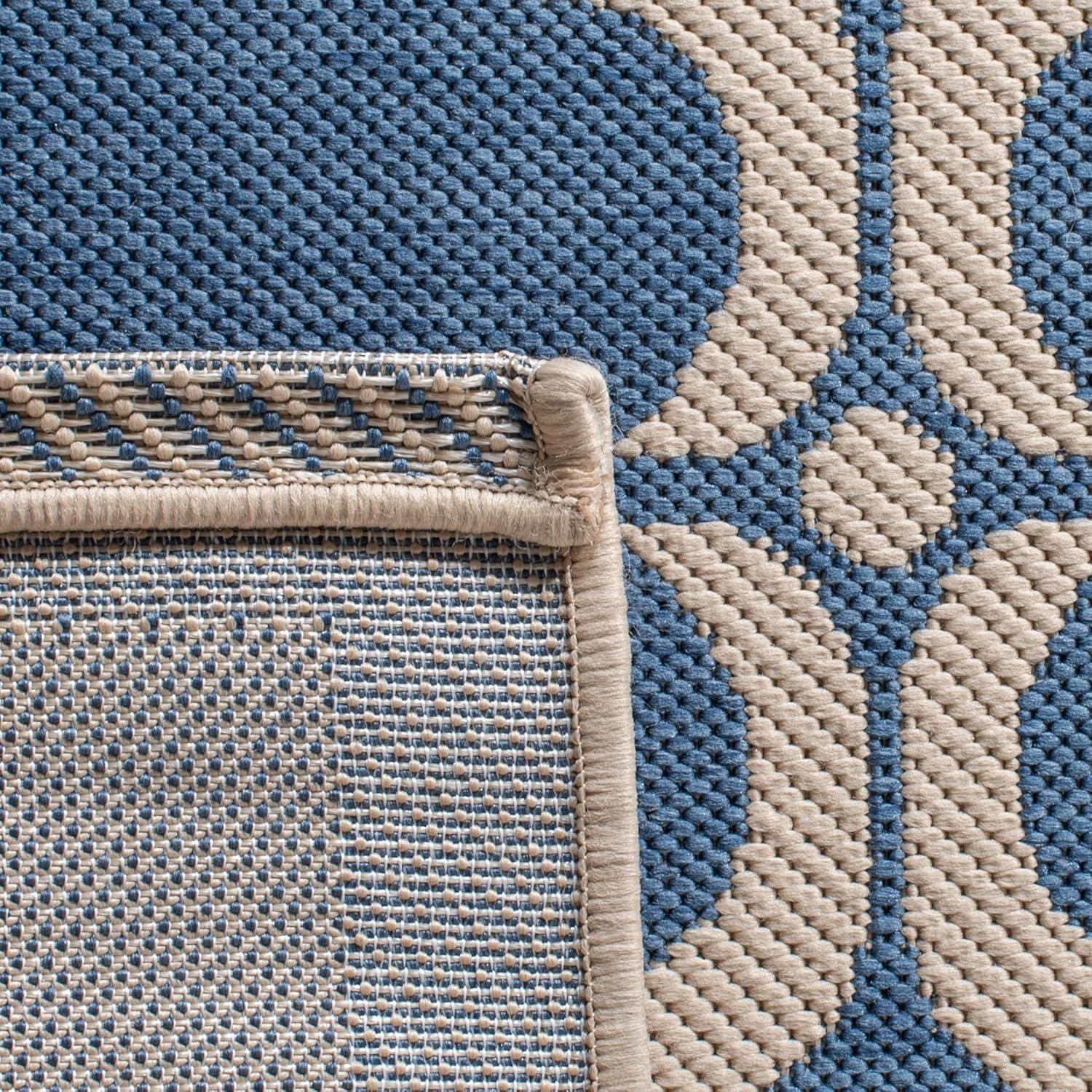 SAFAVIEH Courtyard Estelle Geometric Indoor/Outdoor Area Rug, Blue/Beige, 8' x 11'