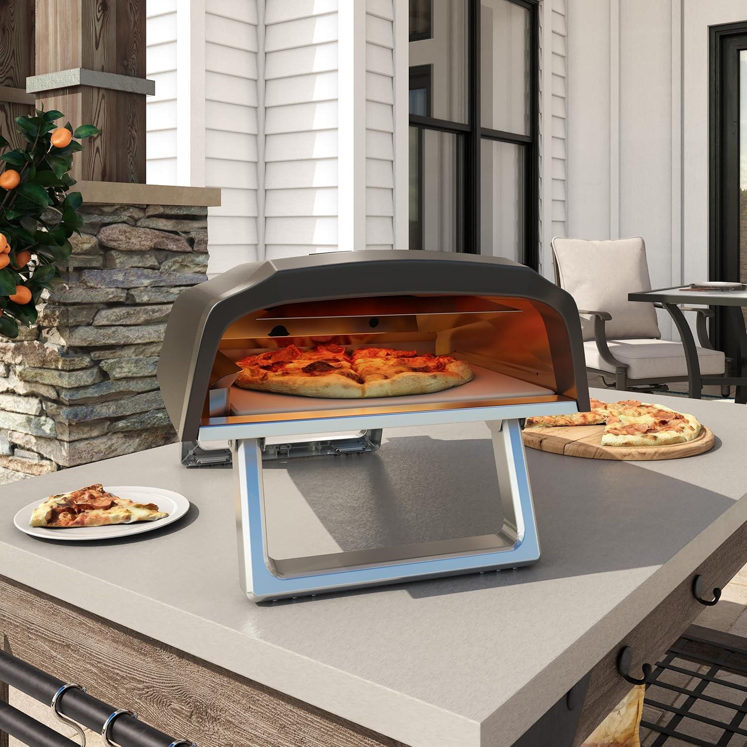 Commercial Chef Pizza Oven Outdoor - Propane Gas Portable for Outside (L-Shaped Burner)