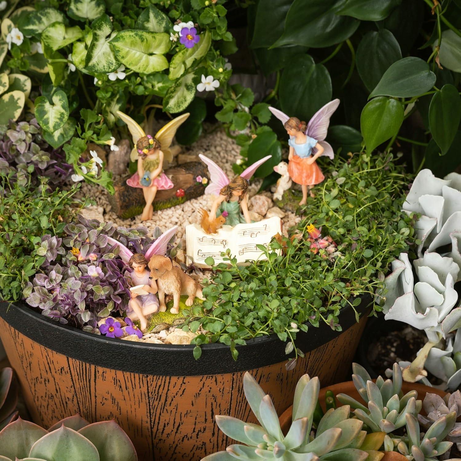 PRETMANNS Fairy Garden Accessories with Garden Fairy Figurines - Adorable Fairies for Fairy Gardens, Cute Fairy Garden Miniatures with a Fairy Furniture Kit C21