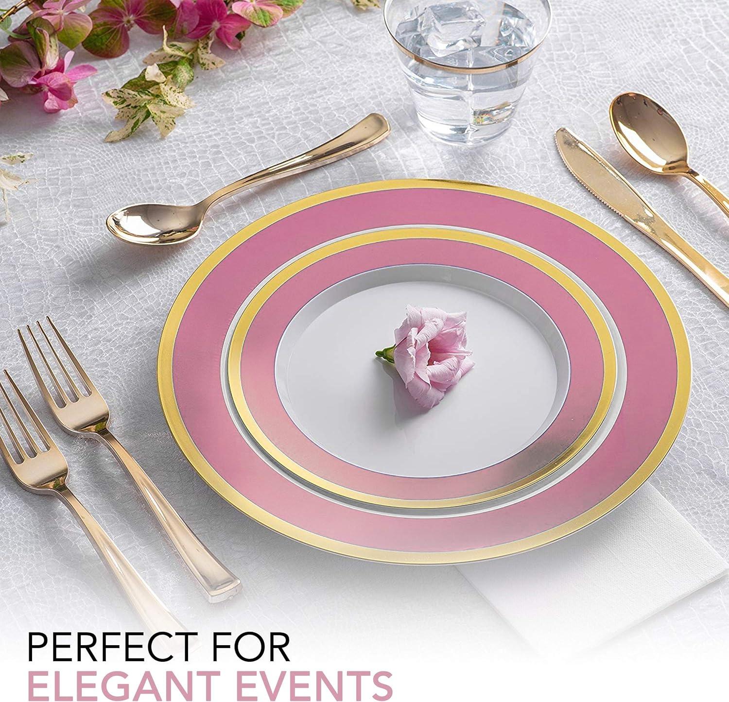 Stock Your Home Elegant Plastic Party Supply Set, Includes 25 Dinner Plates, 125 Pieces