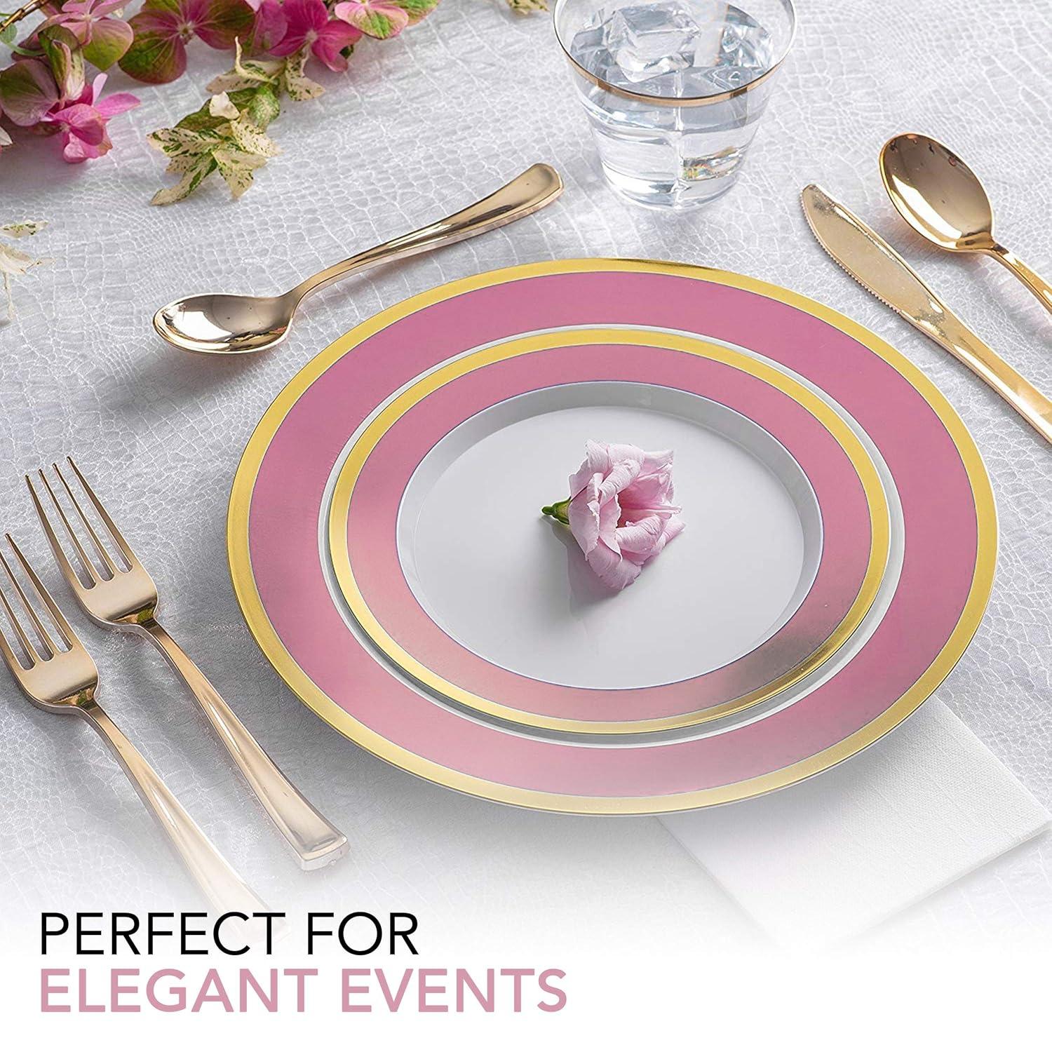 Stock Your Home Elegant Plastic Party Supply Set, Includes 25 Dinner Plates, 125 Pieces