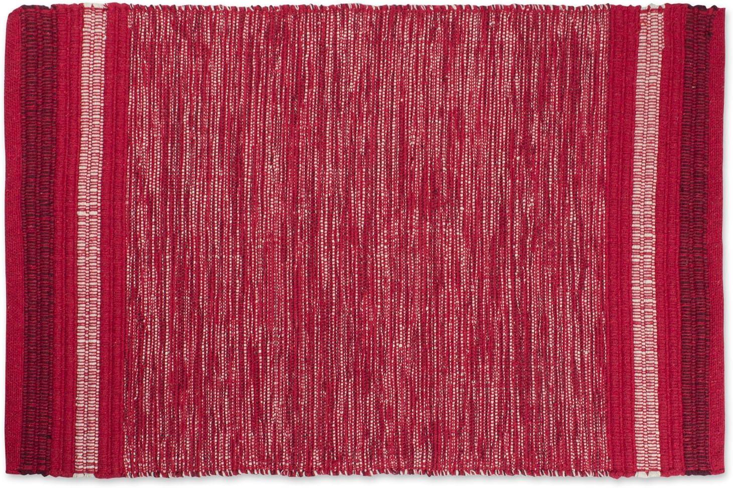 Handmade Red Cotton Reversible Striped 2x3' Rug