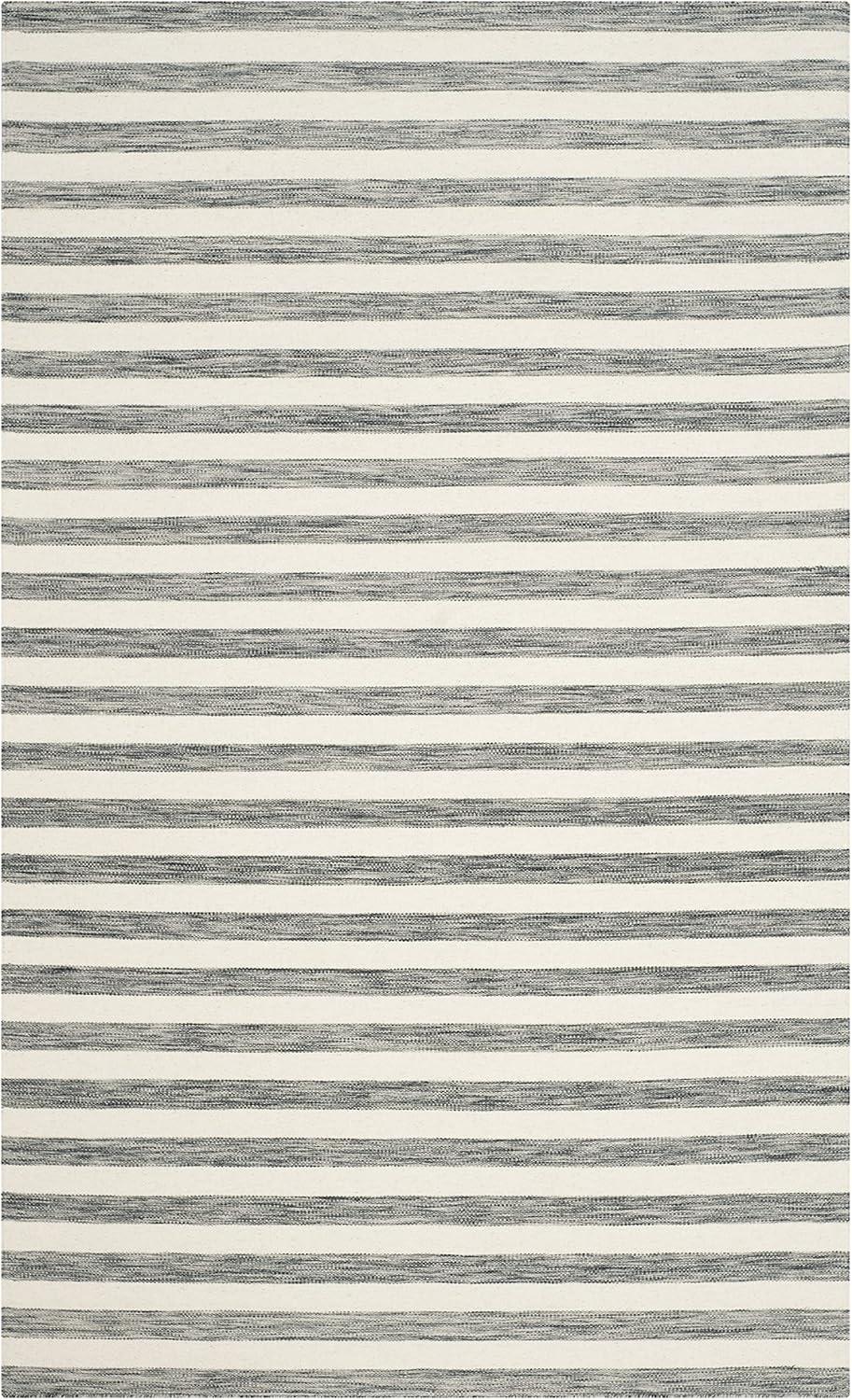 Dhurries DHU575 Hand Woven Area Rug - Grey/Ivory - 4'x6' - Safavieh.