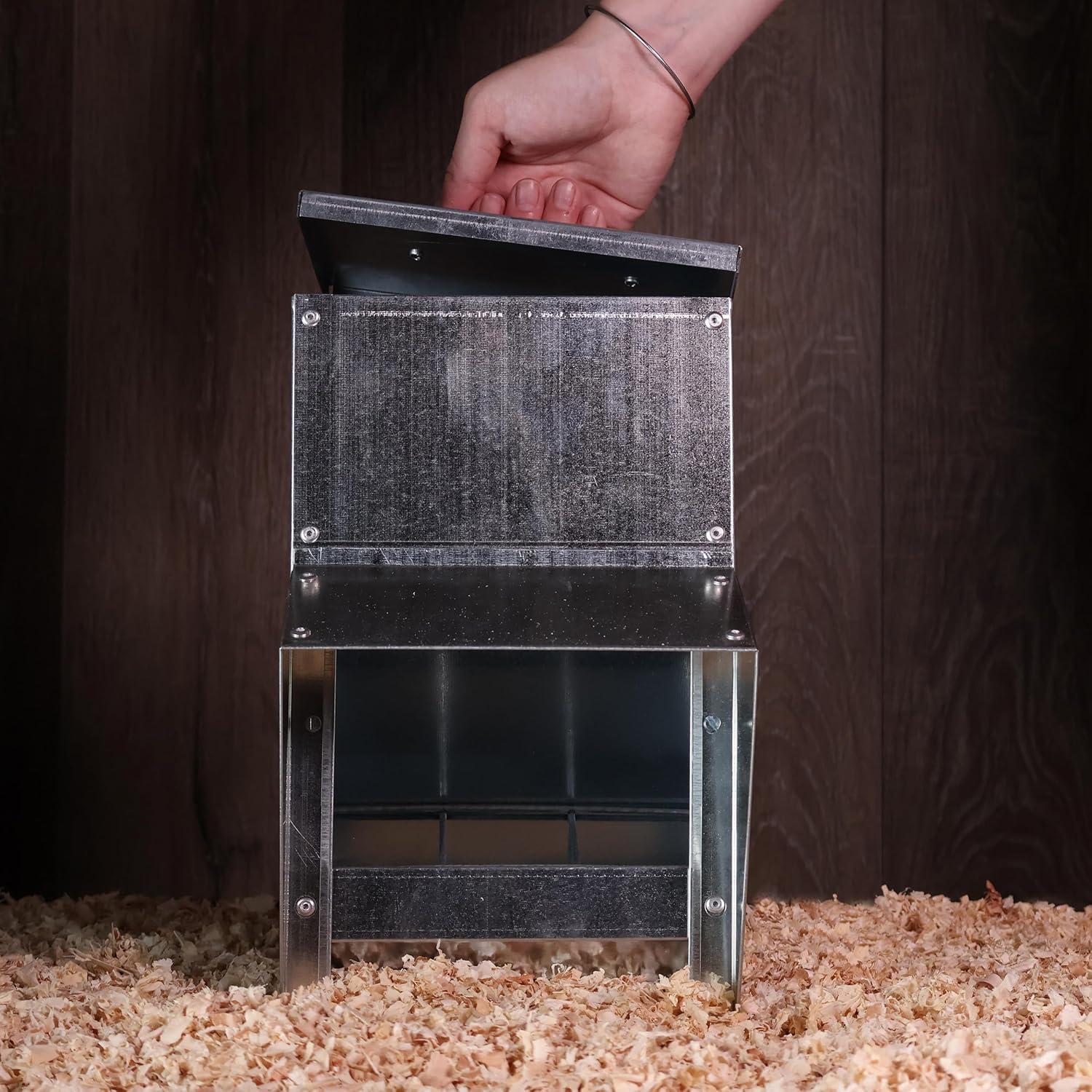 Rural365 11.5lb Capacity Galvanized Chicken Feeder Weatherproof Coop Dispenser